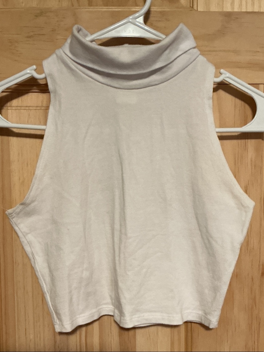 High-Neck Sleeveless Cropped Camisole - White